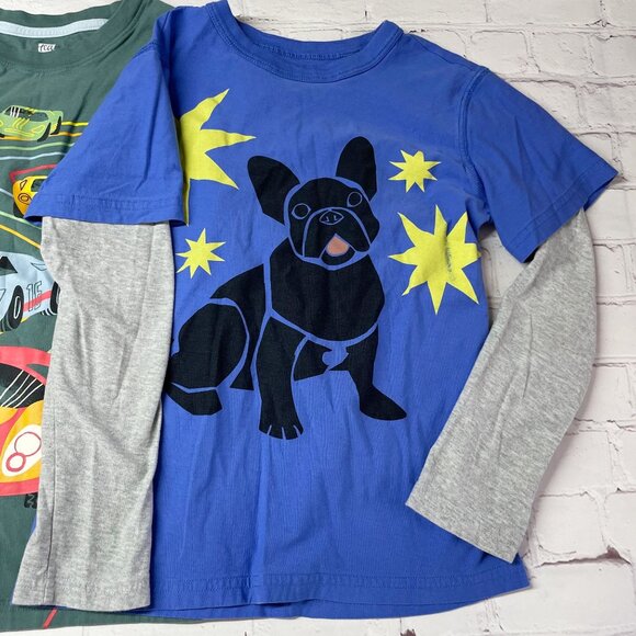 Tea Collection Long Sleeve Cotton Tee Bundle Size 10 Henley + Racecar + Frenchie - Picture 4 of 10